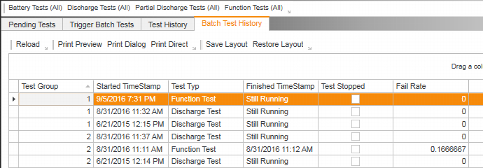 Batch Test History